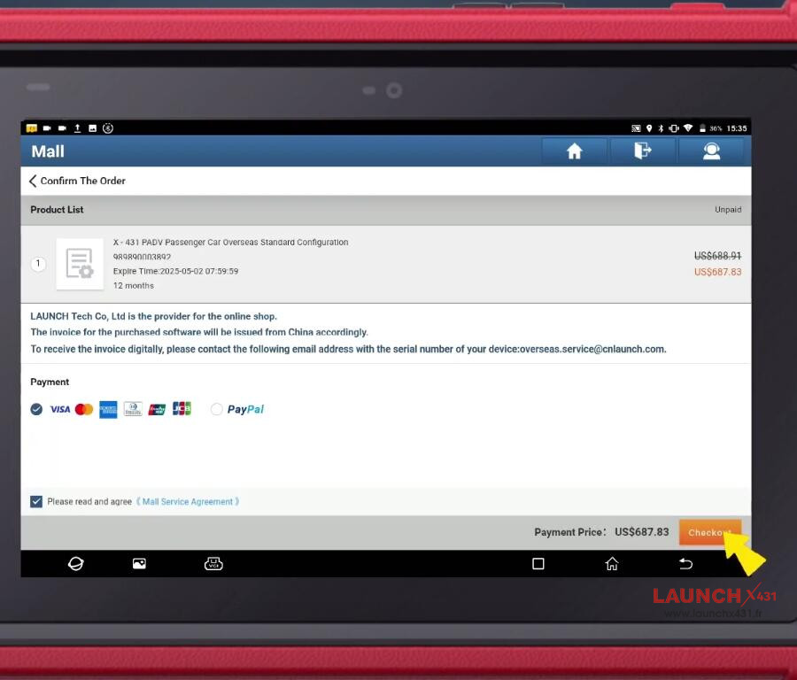 upgrade subscription on launch x431 pad v 8