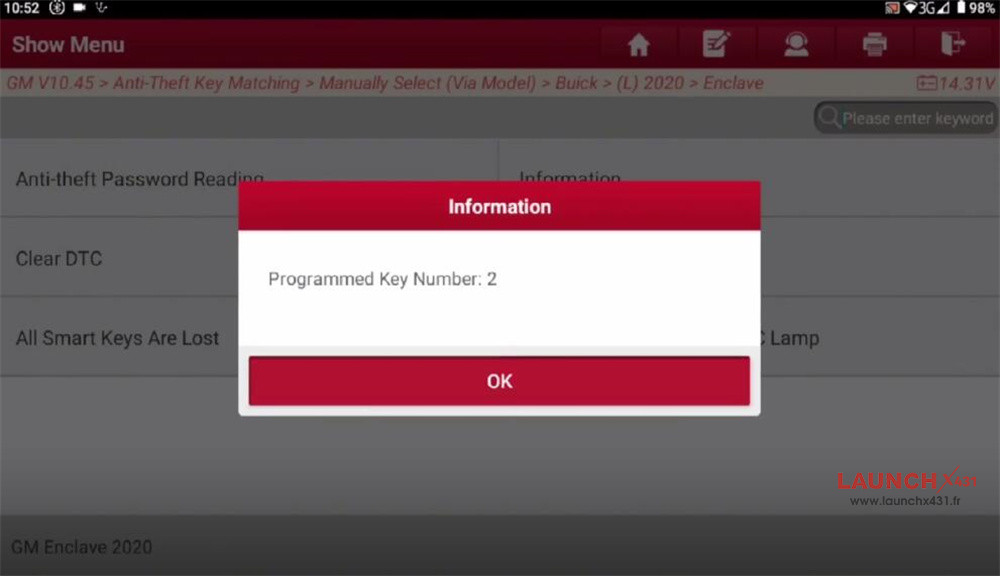 launch x431 immo plus add buick gl8 2020 key 6