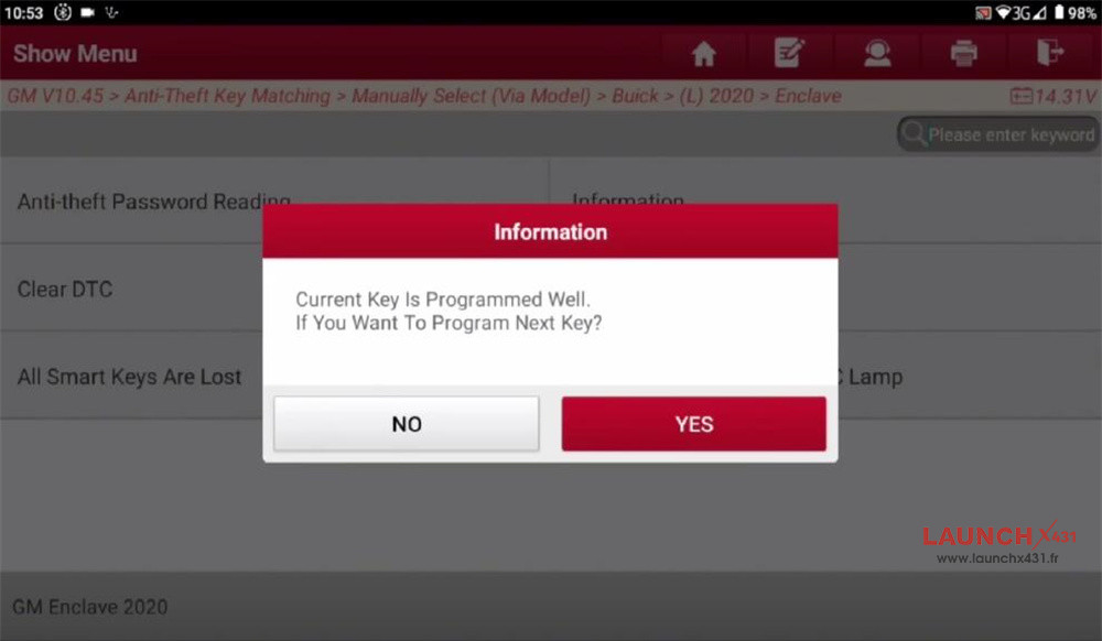 launch x431 immo plus add buick gl8 2020 key 7
