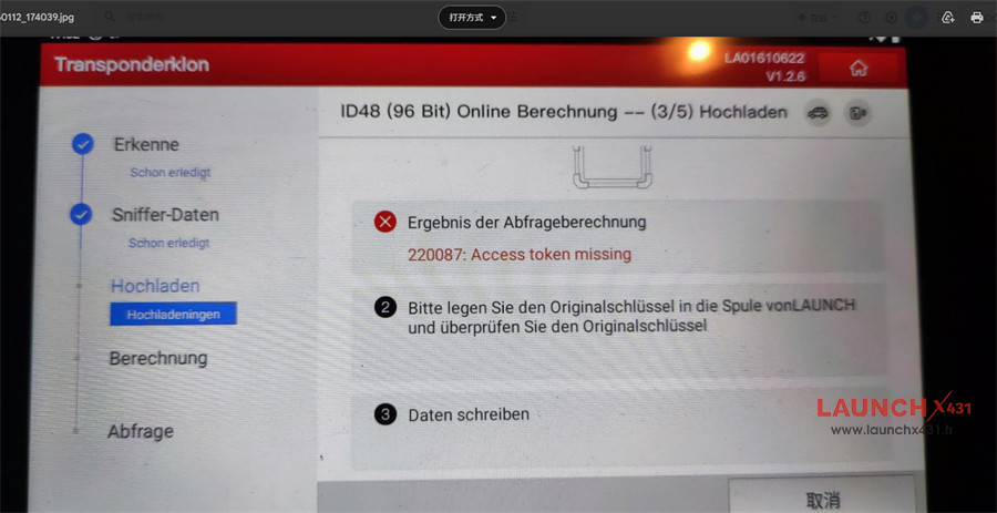 x431 key programmer clone id48 chip error 220087 1