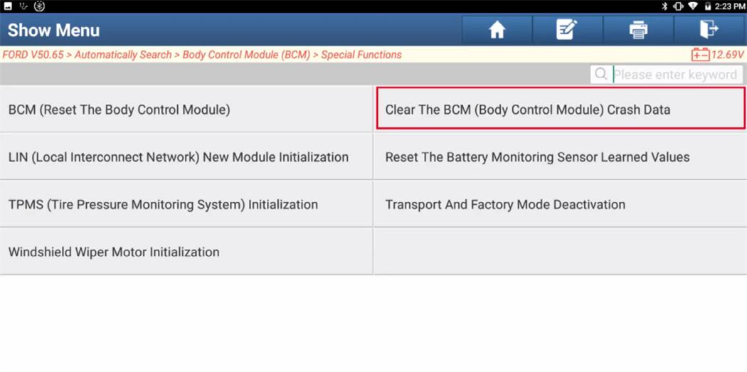 launch x431 clear ford kuga bcm crash data 6