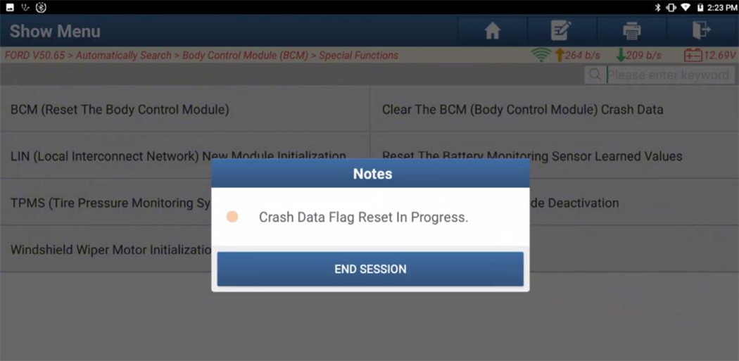 launch x431 clear ford kuga bcm crash data 8