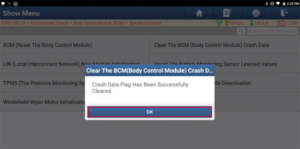 launch x431 clear ford kuga bcm crash data 9