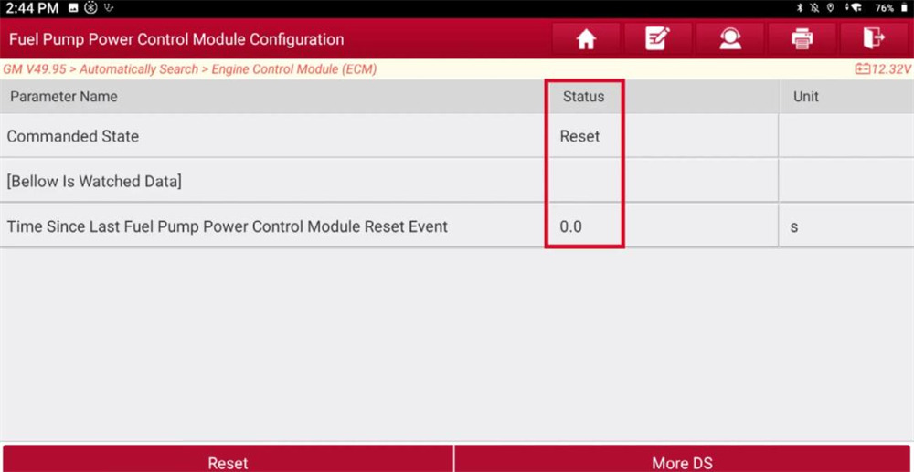launch x431 reset gm fuel pump power control module 11