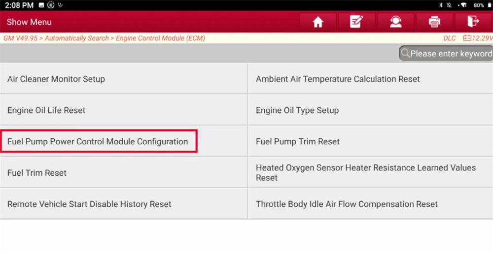 launch x431 reset gm fuel pump power control module 9