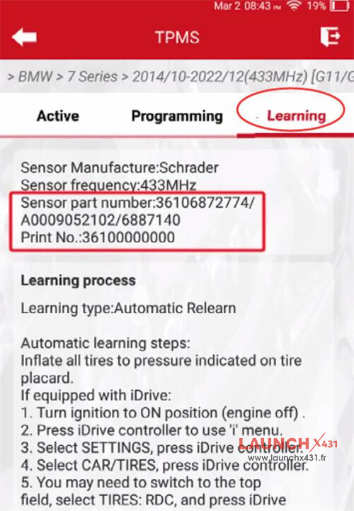 launch tpms 5011 v2 troubleshoot bmw 730li tire pressure 5