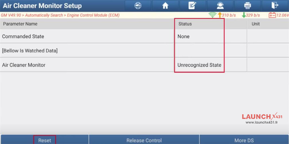 launch x431 reset cadillac air cleaner monitor 8