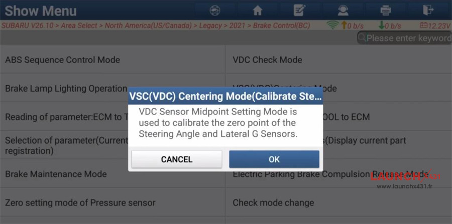launch x431 subaru steering angle learning 8