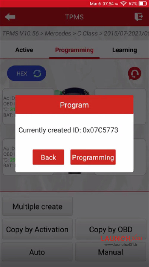 launch 5011 v2 replace benz tire pressure sensor 5