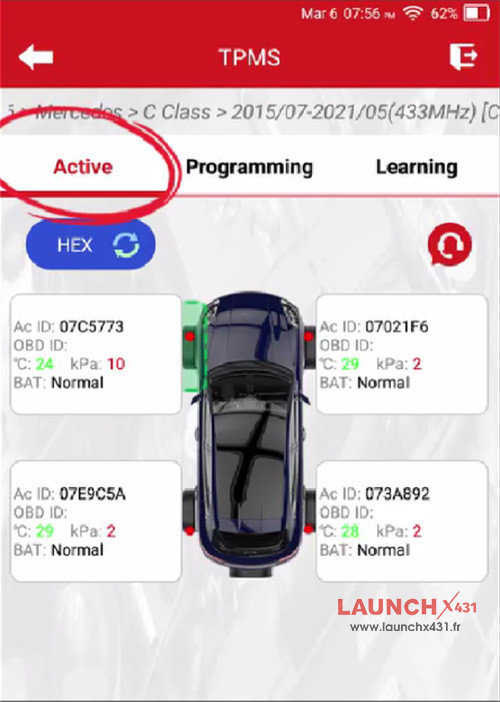 launch 5011 v2 replace benz tire pressure sensor 7
