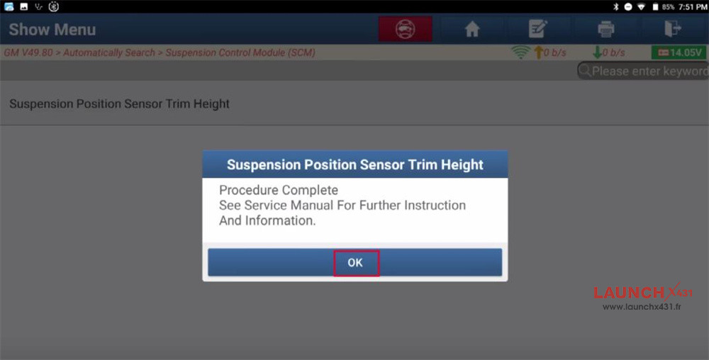 launch x431 gm suspension position sensor trim height 8