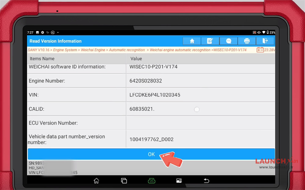 x431 pad5 link hd read sany data stream 4