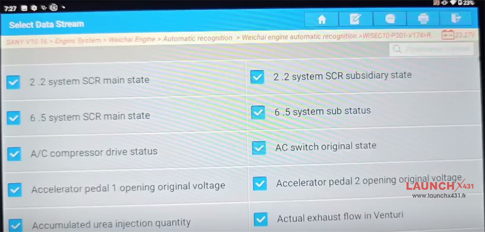 x431 pad5 link hd read sany data stream 6