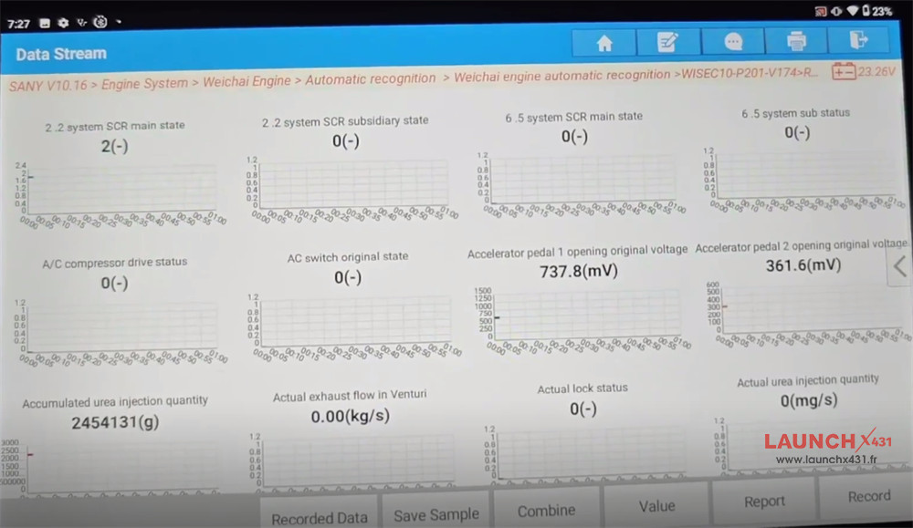 x431 pad5 link hd read sany data stream 8