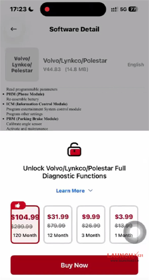 how to use launch aiobd on volvo 4