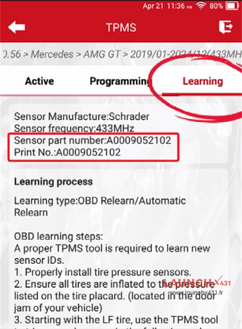 launch 5011 v2 replace benz amg gt tpms sensor 3