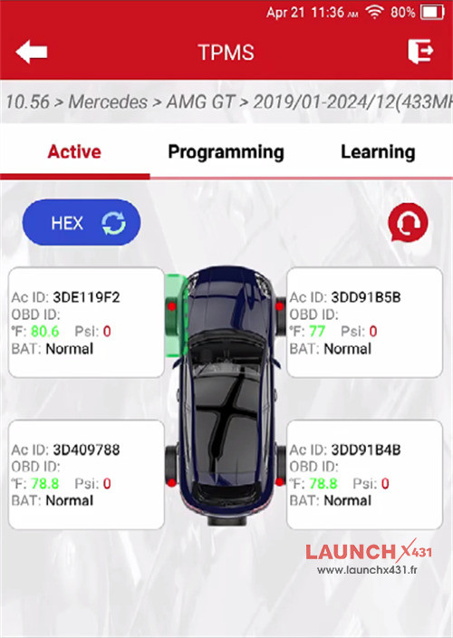 launch 5011 v2 replace benz amg gt tpms sensor 7