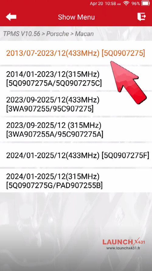 launch tpms 5011 v2 reset porsche macan tpms fault 1