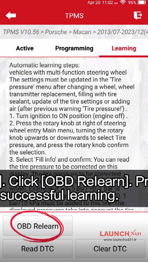 launch tpms 5011 v2 reset porsche macan tpms fault 7