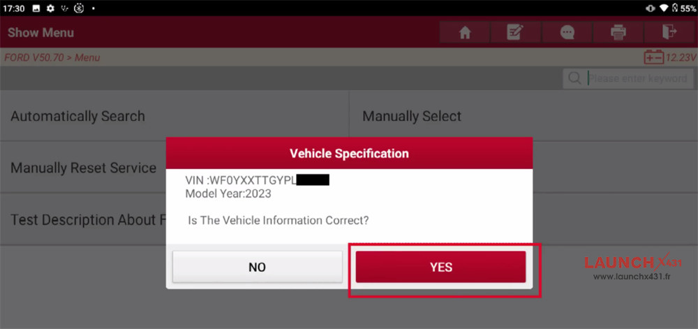 launch x431 configure 2023 ford transit odometer 3