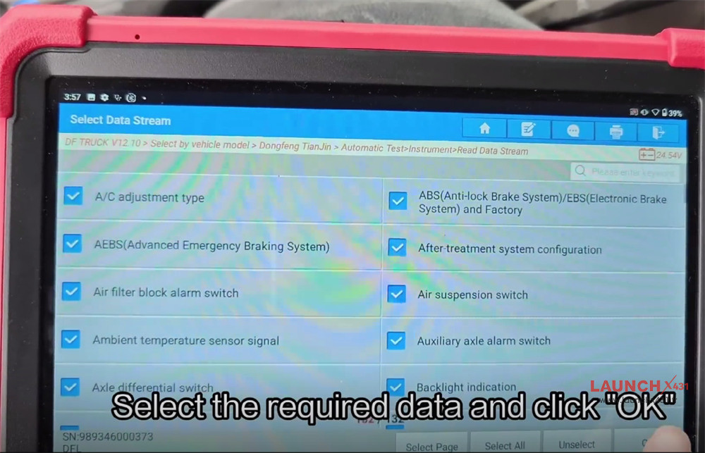 launch x431 pad5 link hd read dongfeng data stream 6