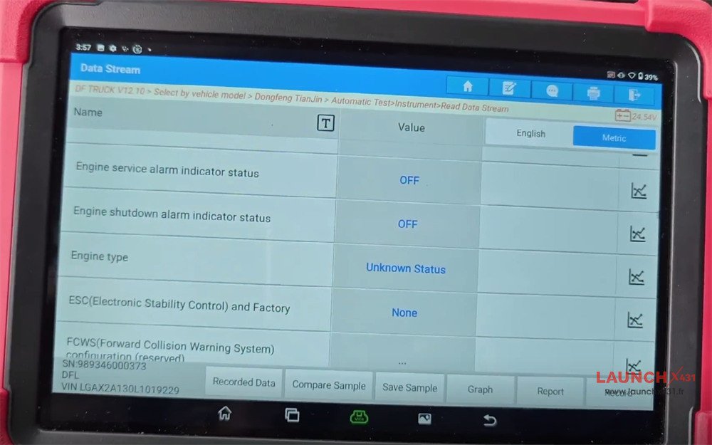 launch x431 pad5 link hd read dongfeng data stream 7
