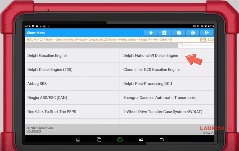 x431 pad5 link hd isuzu read dtcs data stream 2