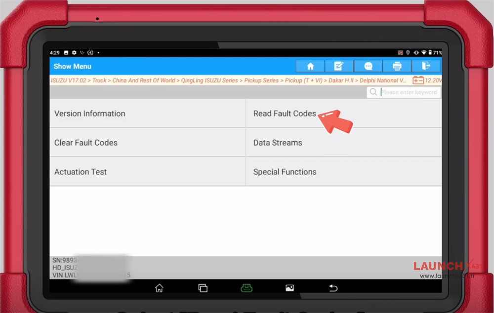 x431 pad5 link hd isuzu read dtcs data stream 4