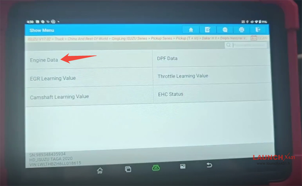 x431 pad5 link hd isuzu read dtcs data stream 6