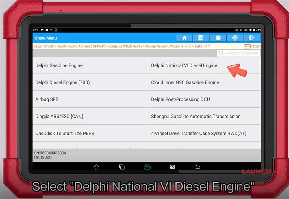 x431 pad5 link hd write isuzu taga vin code 2