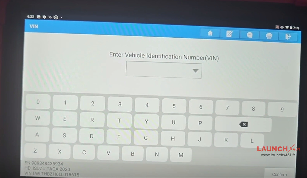 x431 pad5 link hd write isuzu taga vin code 7