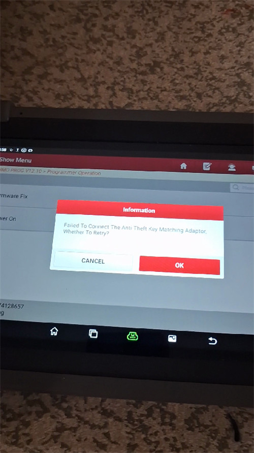 x431 pro5 connect anti theft matching adaptor failure 2