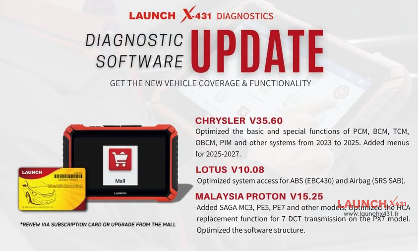 launch x431 update chrysler lotus proton diagnostic software
