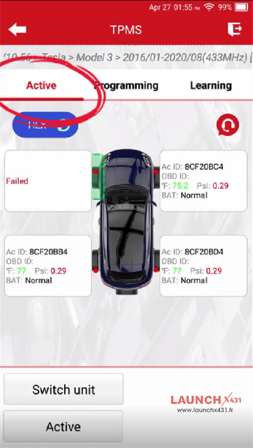 launch tpms 5011 v2 fix 2020 tesla model 3 tpms fault 2