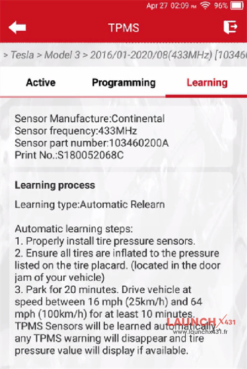 launch tpms 5011 v2 fix 2020 tesla model 3 tpms fault 7