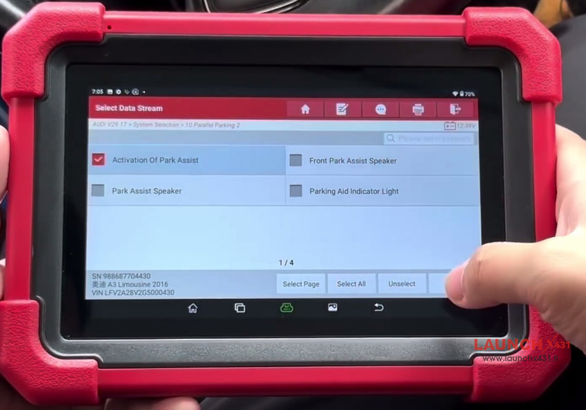launch crp919xbt audi activation of park assist test 5