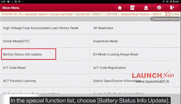 launch x431 toyota battery status info update 6