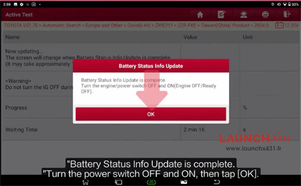 launch x431 toyota battery status info update 8